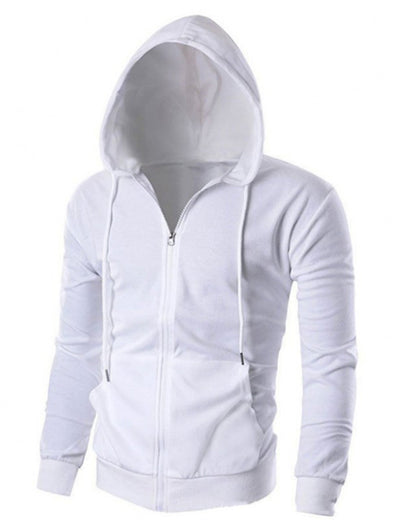 Men's Solid Color Basic Zipper Hoodie | poshpudu